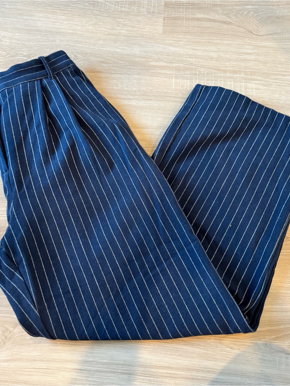 Abercrombie & Fitch Navy Pinstripe Dress Trousers
